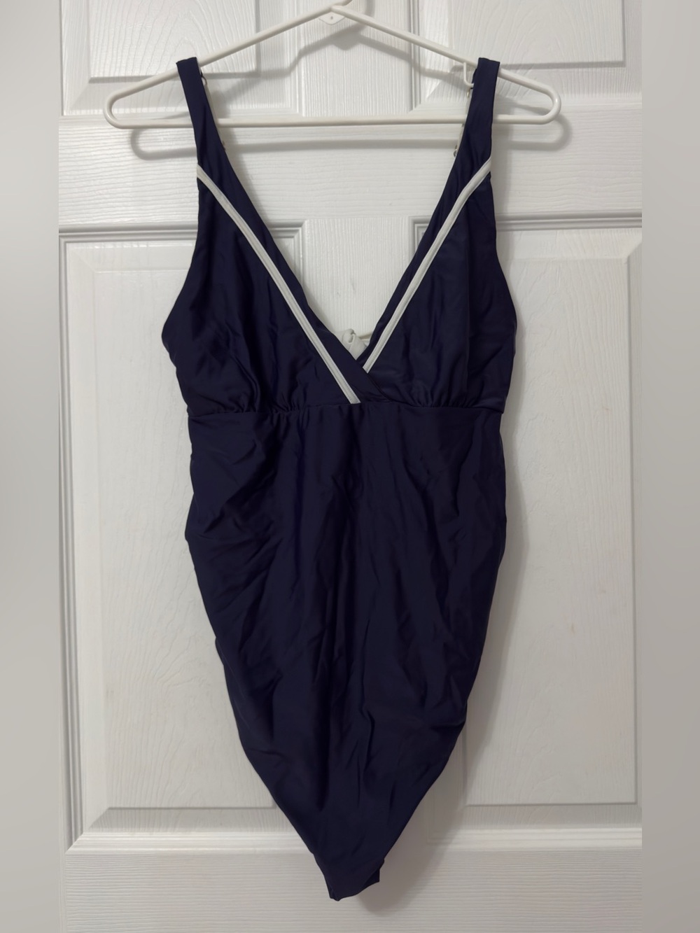 Seraphine Navy One-Piece Maternity Swimsuit with White Trim